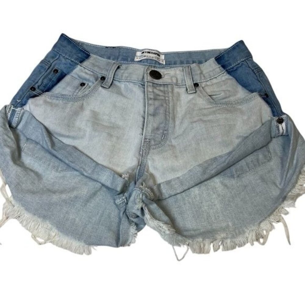One x One teaspoon Womens Shorts Denim Jeans Button Fly Size 25 Waist Distressed
